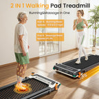2 Side Walking Pad With Incline, Finehorse 2 In 1 Under Desk Walking Pad With Handle Bar And Foot Massager Treadmills For Home/O