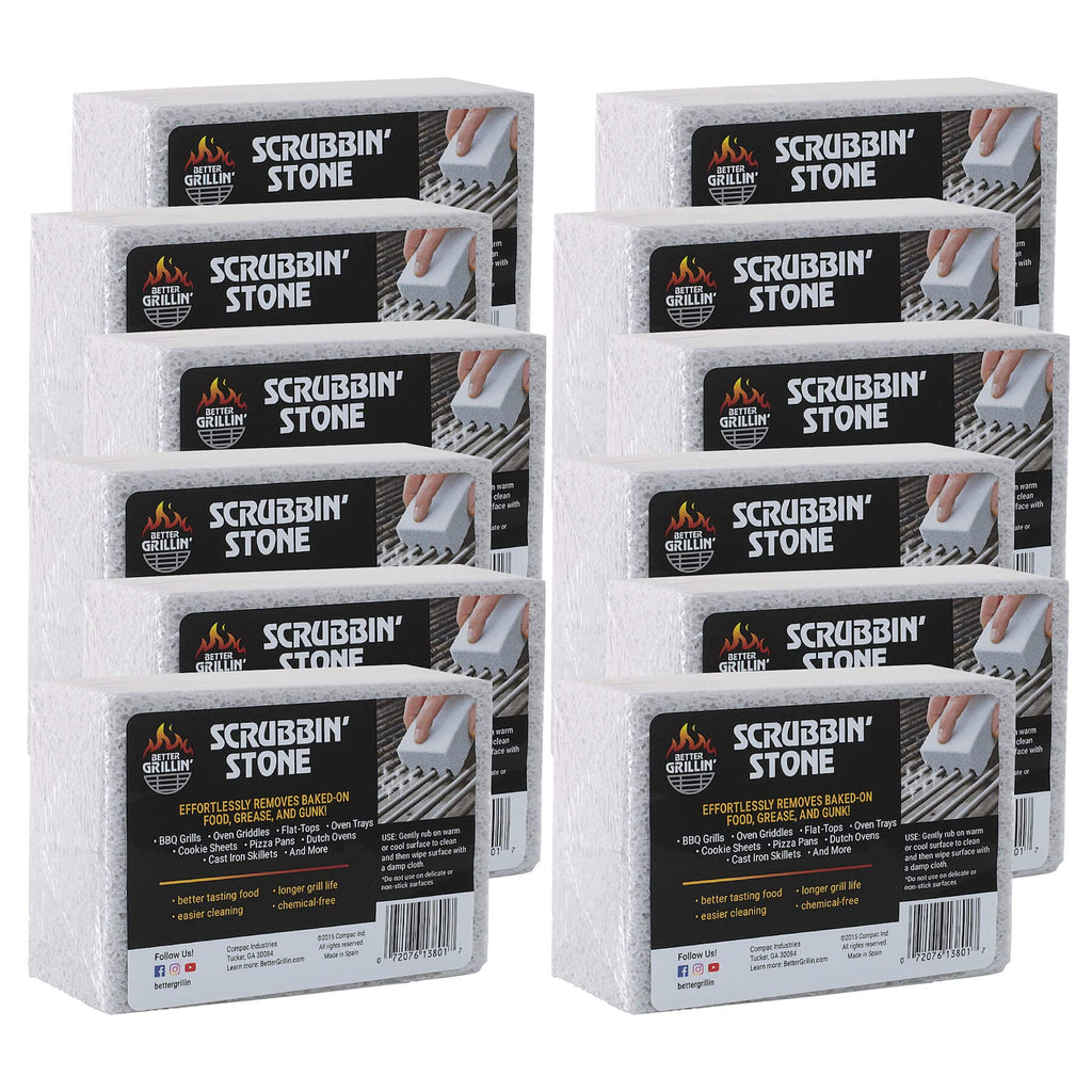 Better Grillin Scrubbin Stone Grill Cleaner-Scouring Brickbarbecue Grill Brushbarbecue Cleaner For Bbq, Griddle, 12Pk