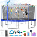 Lyromix Upgraded 14FT Trampoline for Kids and Adults, Large Outdoor Trampoline with Basketball Hoop, Stakes, Light, Sprinkler, C