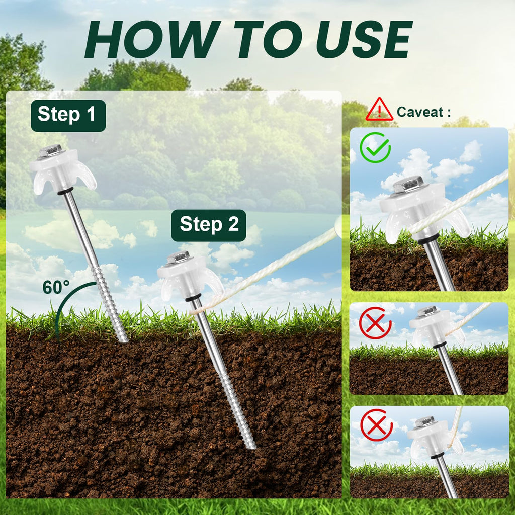 30 Pack 8 Screw In Tent Stakes Heavy Duty- Ground Anchors Screw- Tent Pegs Camping Stakes- Hex Pegs Drillable Tent Stakes And He