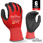 Linconson 12 Pack Safety Performance Series Construction Mechanics Work Gloves (M (120 Pairs), Black  Red)