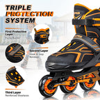 2Pm Sports Torinx Boys Adjustable Inline Skates, Fun Beginner Roller Skates For Kids, Youth, Girls, Men And Women - Orange Large