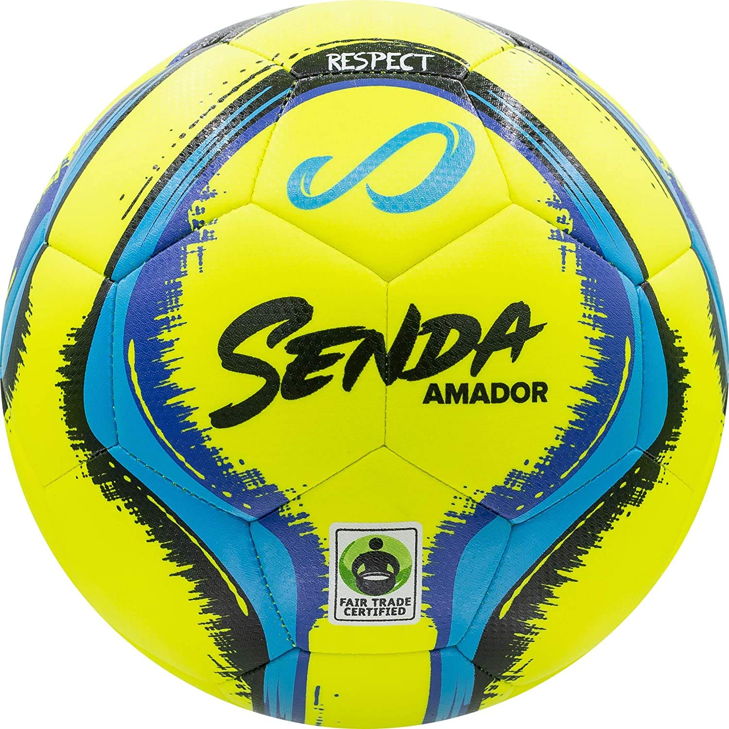 Senda Amador Training Soccer Ball, Fair Trade Certified, Yellow/Light Blue, Size 4 (Ages 8-12)