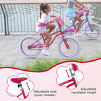 Weize Girls Bike For 6-12 Years Old Kids, 20 Inch Kids Bike With Training Wheels, Streamers, Basket And Doll Seat, Children Bicy