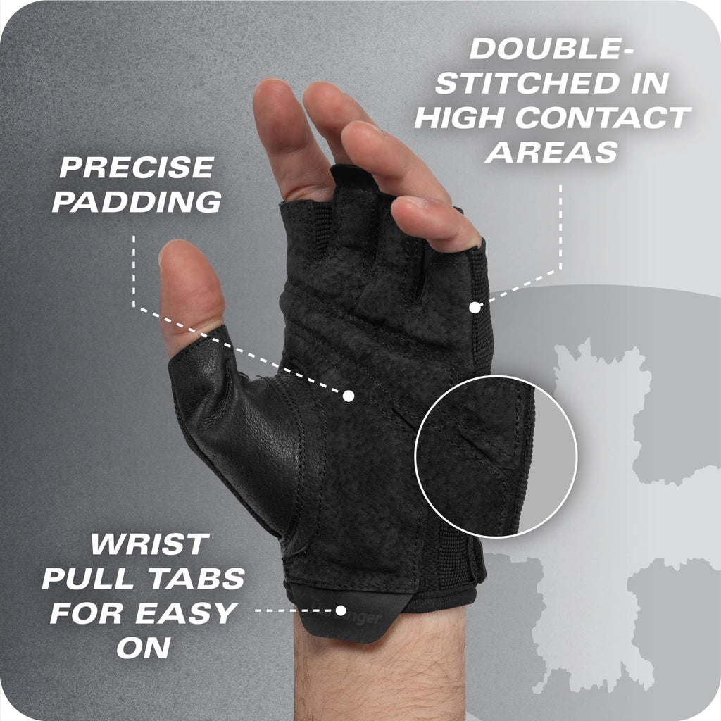 Power Gloves 3.0 - Durable Half Finger Weightlifting Gloves with Adjustable Wrist Closure, Breathable Leather Palm, Mens, Green