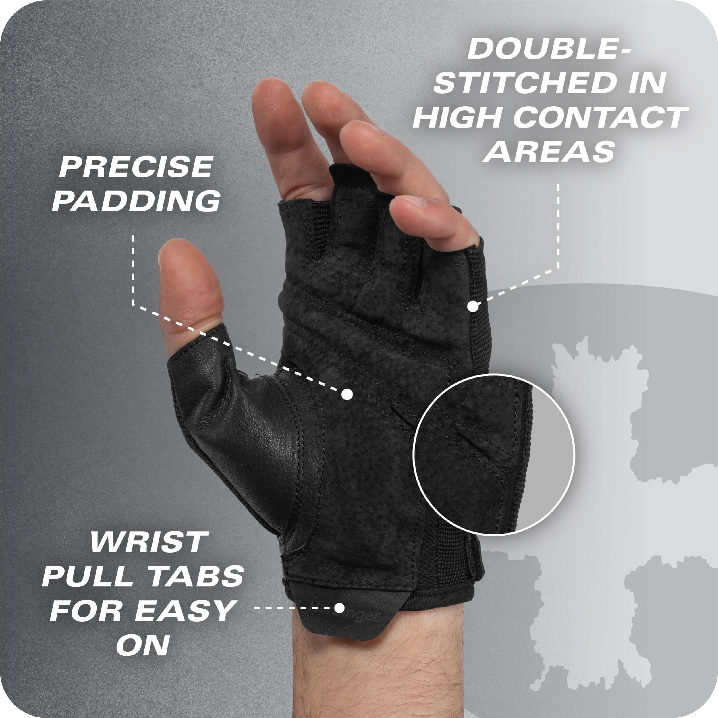Power Gloves 3.0 - Durable Half Finger Weightlifting Gloves with Adjustable Wrist Closure, Breathable Leather Palm, Mens, Green