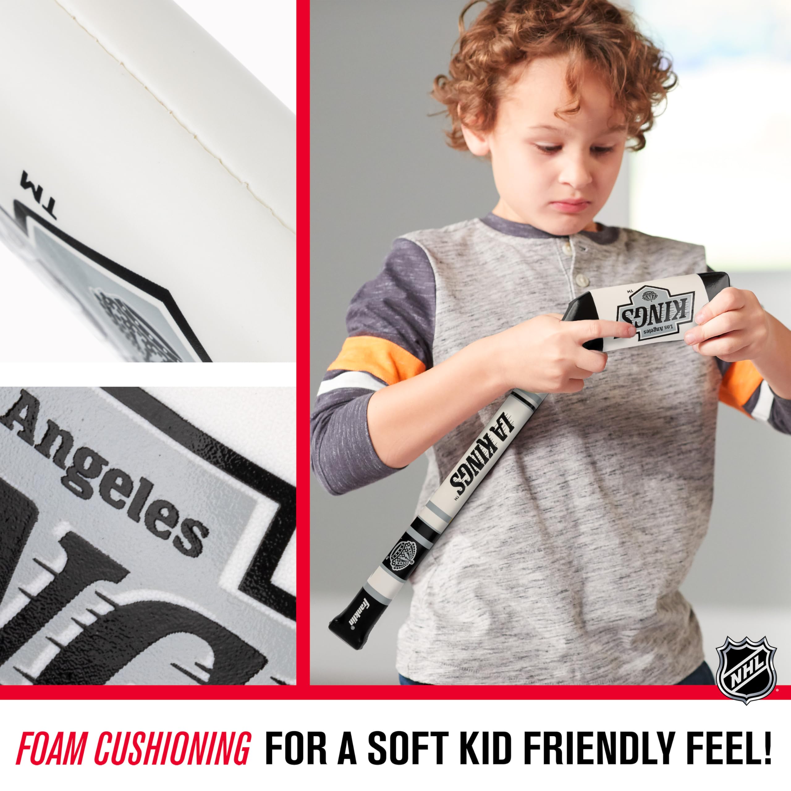 Franklin Sport Los Angeles Kings Nhl Mini Soft Hockey Stick Set - Great Toy For Kids- Nhl Team Soft Foam Mini Knee Hockey Stick