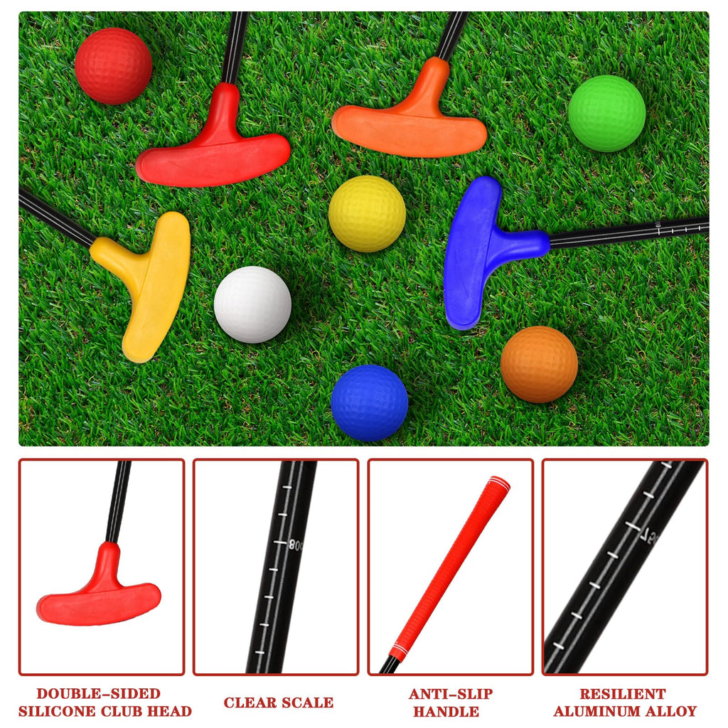 Silipull 21 Pcs Adjustable Golf Putters Set 6 Two Way Mini Golf Putter For Right Left Handed 6 Colored Practice Balls 9 Pcs Plas