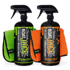 Boat Juice Boat Cleaning Kit - Exterior Boat Cleaner Water Spot Remover, Interior Boat Cleaner For Seats And Vinyl, 2 Microfiber