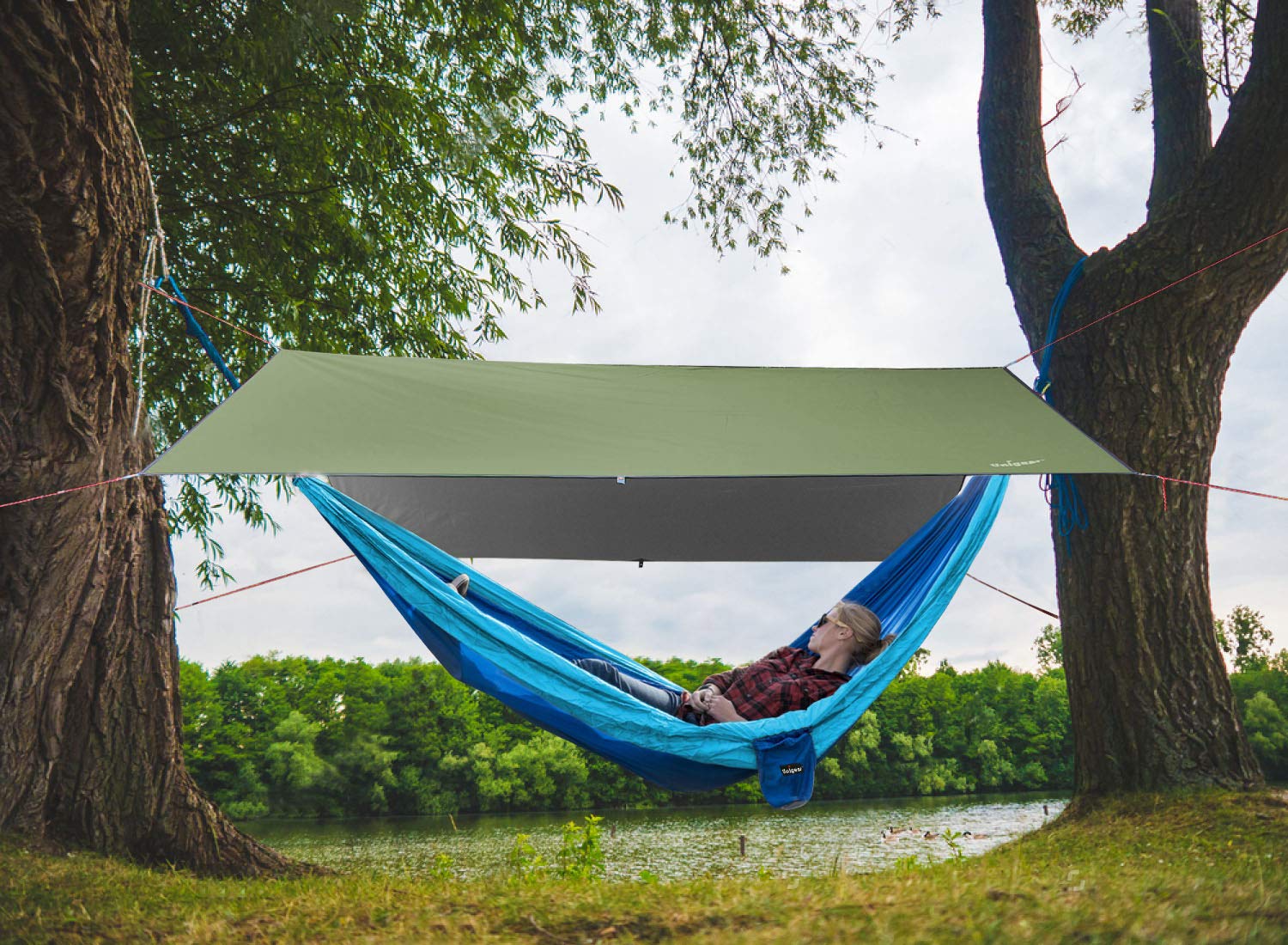Unigear Hammock Rain Fly Waterproof Tent Tarp, 9.8X9.8Ft, Uv Protection And Pu 3000Mm Waterproof, Lightweight For Camping, Backp