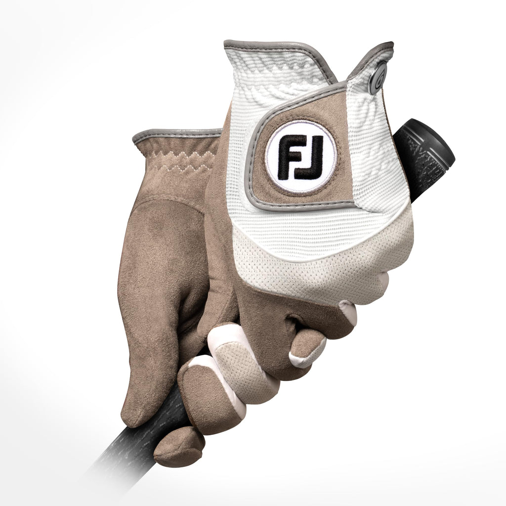 Footjoy Women'S Raingrip Golf Glove, White/Grey, Small, Pair
