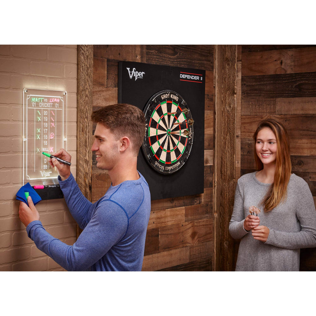 Viper Illumiscore Plus+ See-Through Illuminated Back-Lit Dry Erase Dart Scoreboard, Large (19.50'' L X 10.00'' W), Black