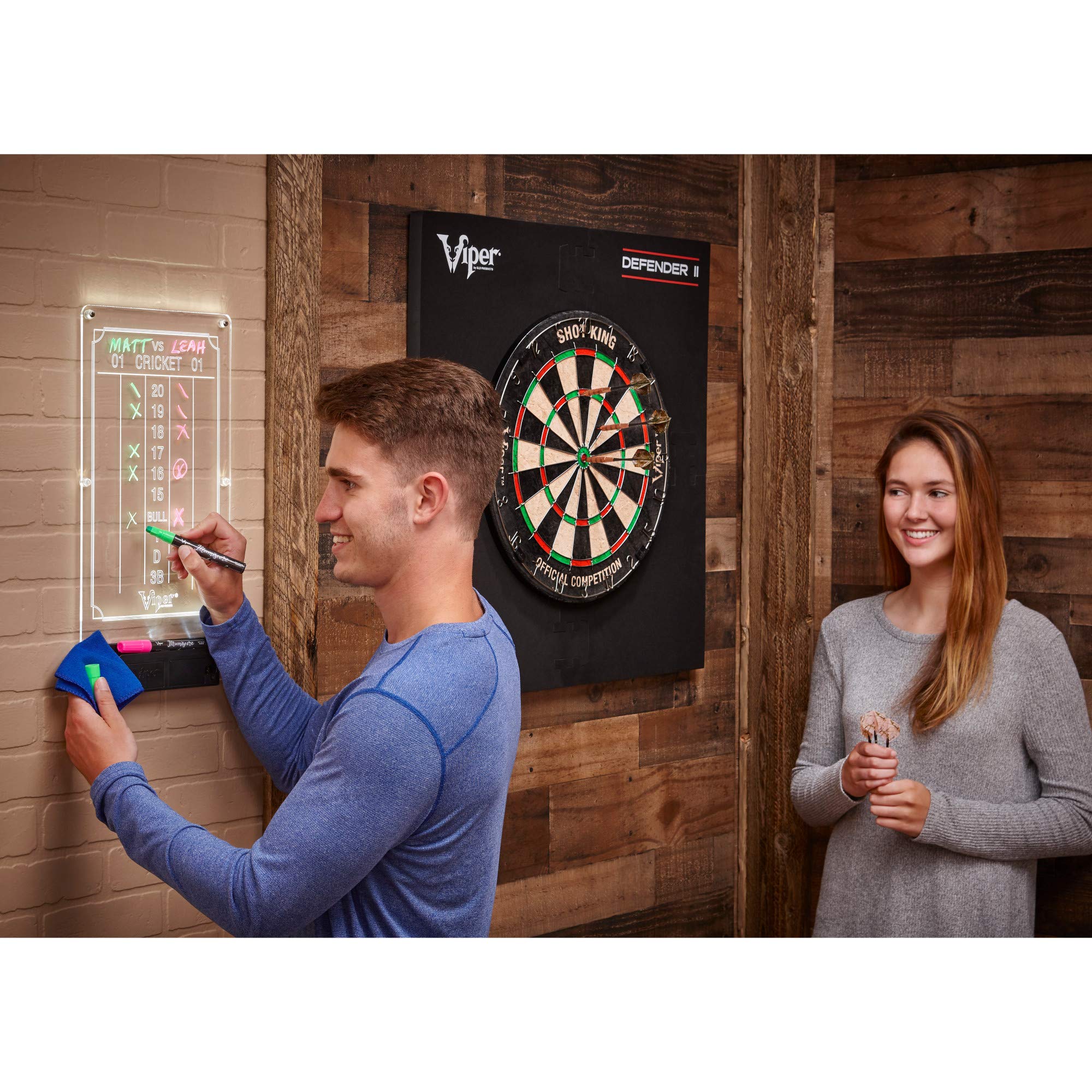Viper Illumiscore Plus+ See-Through Illuminated Back-Lit Dry Erase Dart Scoreboard, Large (19.50'' L X 10.00'' W), Black