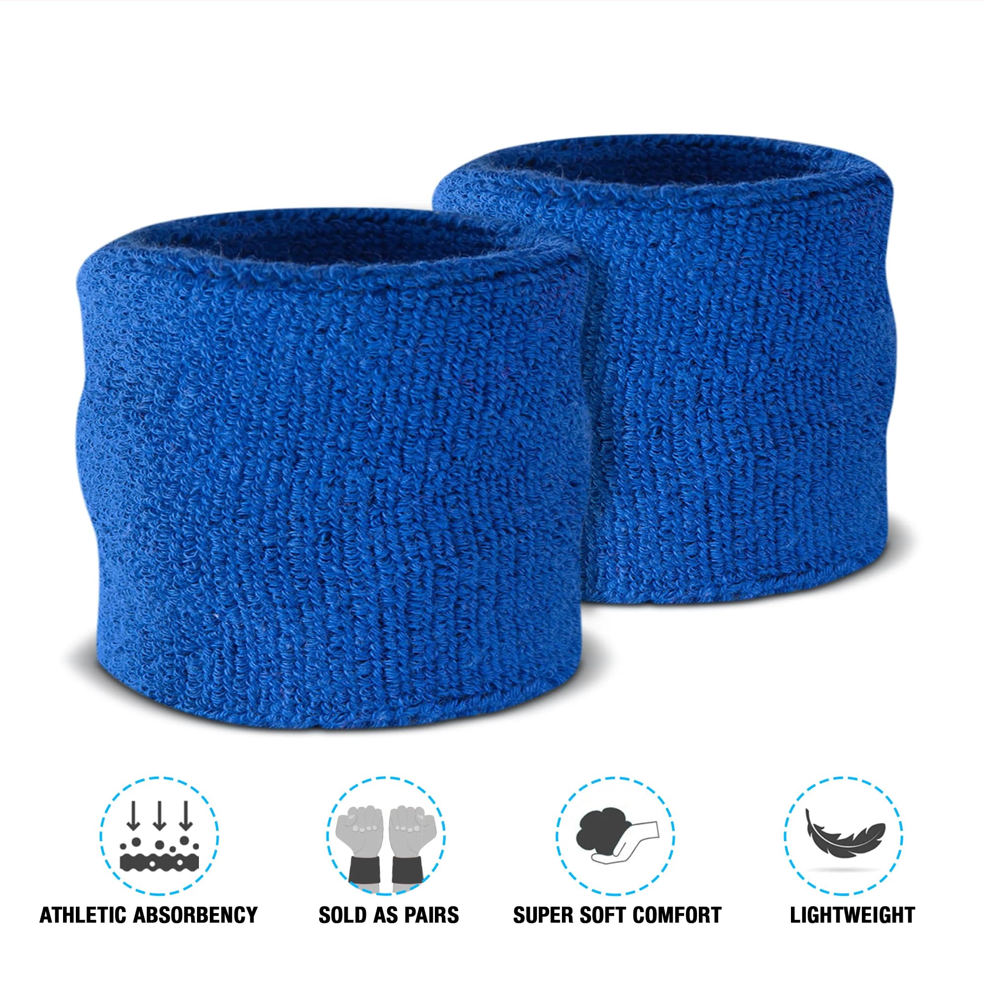 Suddora Wrist Sweatbands, Absorbent And Breathable Thick Cotton Bands For Working Out, Gymnastics, Basketball, Tennis, And Footb