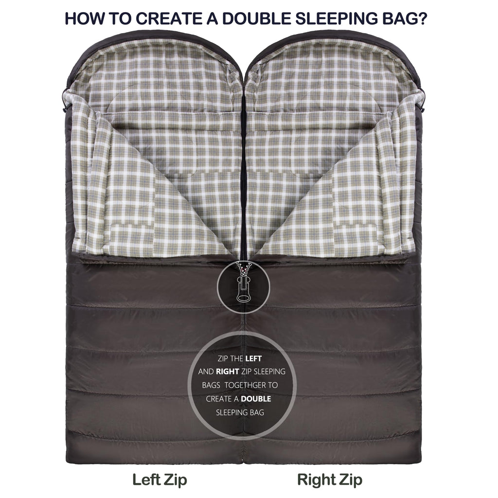 HiZYNICE Sleeping Bags for Adults Large Wide Cold Weather 0 Degree XL XXL Plus Size Oversized,Olive Brown Left Zip