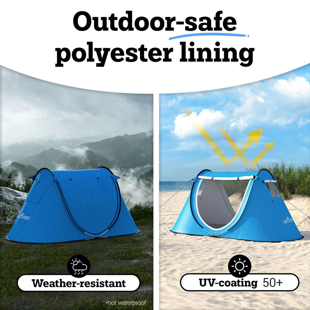 Abco Tech 2-Person Sky Blue Pop Up Portable Cabana Tent - 2 Doors, Water-Resistant, Uv Protection, Carrying Bag