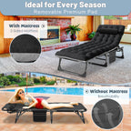 Slsy Sleeping Cots For Adults, 5-Position Folding Chaise Lounge Chairs Outdoor, Portable Folding Bed Cot Lounge Chair For Beach