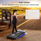 Lacuffy Walking Pad With 9% Auto Incline, 3.0Hp Under Desk Treadmill With Remote Control & App, Portable Walking Pad 300 Lbs Cap