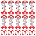 Tobwolf 10Pcs Red Deck Anchor Pegs With Carabiners, Windproof Aluminum Deck Tie Down Spring Tent Stakes, Camping Outdoor Fishbon