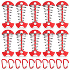 Tobwolf 10Pcs Red Deck Anchor Pegs With Carabiners, Windproof Aluminum Deck Tie Down Spring Tent Stakes, Camping Outdoor Fishbon