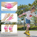 Sohour Home Knee Pads Kids Elbow Pads Wrist Guards Set Child Protective Gear Set, For 3-15 Years Child Roller Skates, Cycling, B