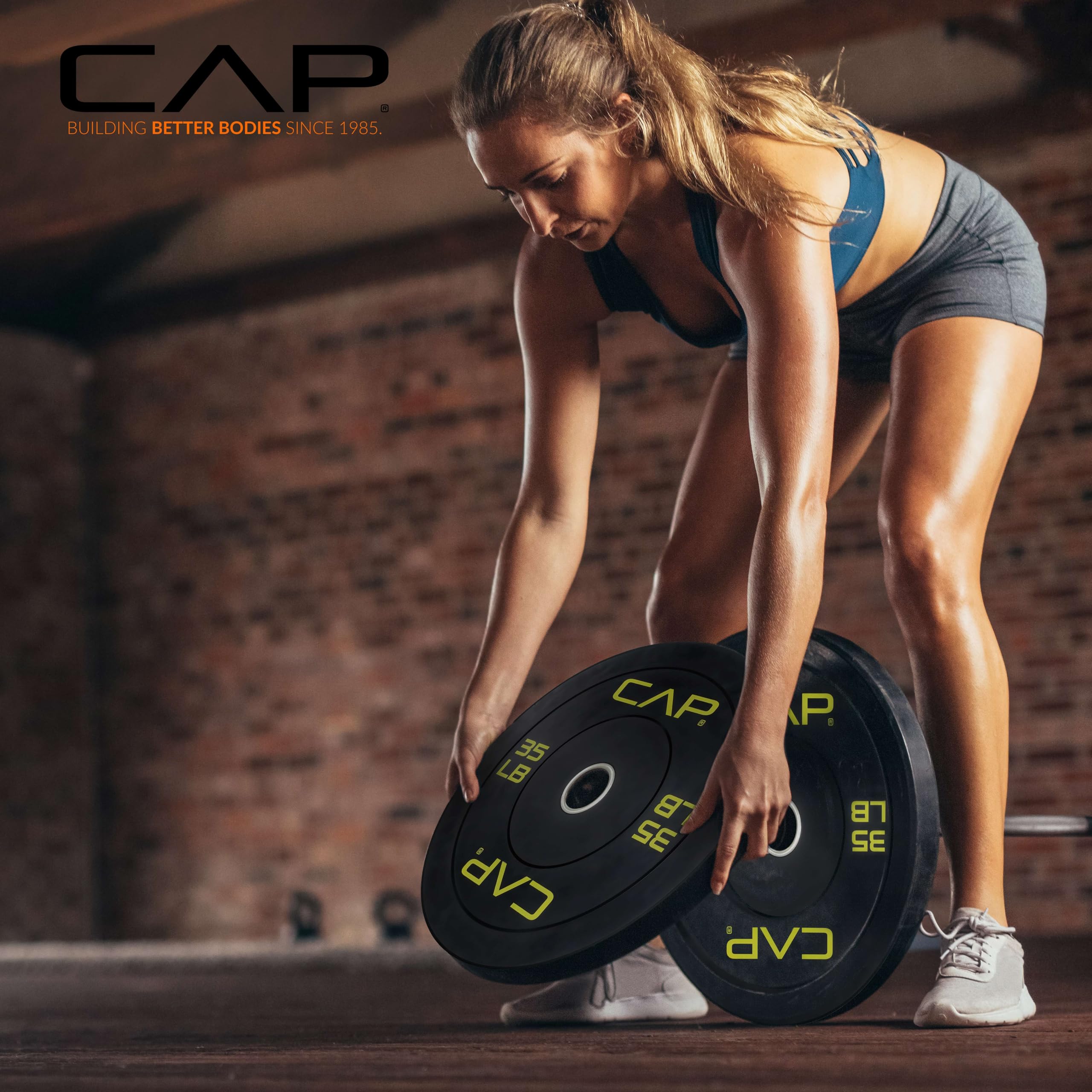 CAP Barbell 190 LB Economy Olympic Bumper Plate Set with Color Logo | Black