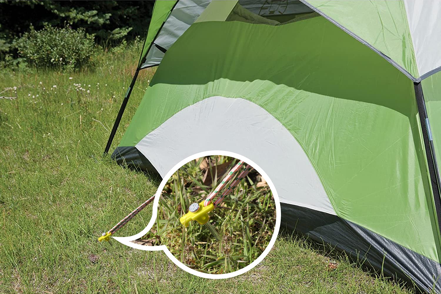 Abccanopy 15 Inch Tent Stakes 10 Pcs Non-Rust Metal Ground Anchors, Heavy Duty Spikes With 4 Ropes For Outdoor Camping, Yellow
