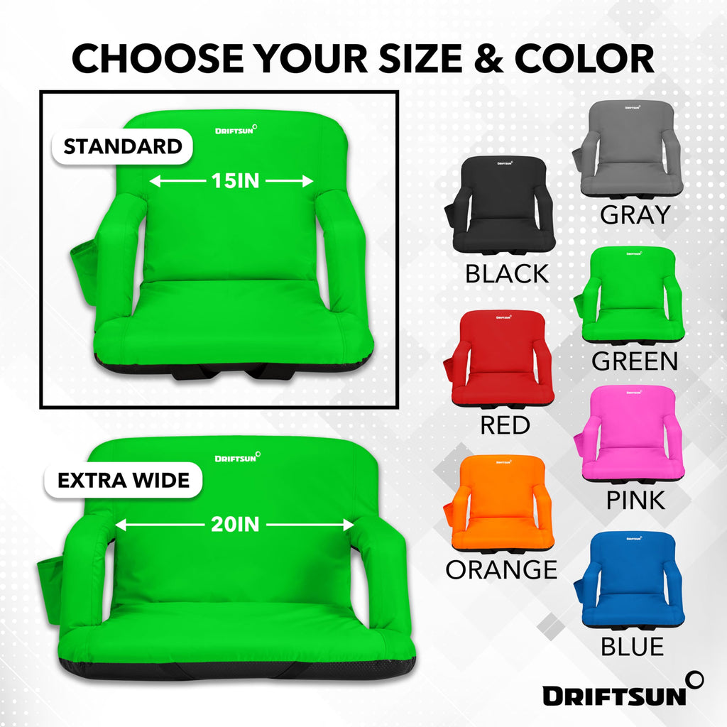 Driftsun Stadium Seats With Back Support, Deluxe Bleacher Chairs With Back Support And Cushion, Padded Stadium Seats, Waterproof