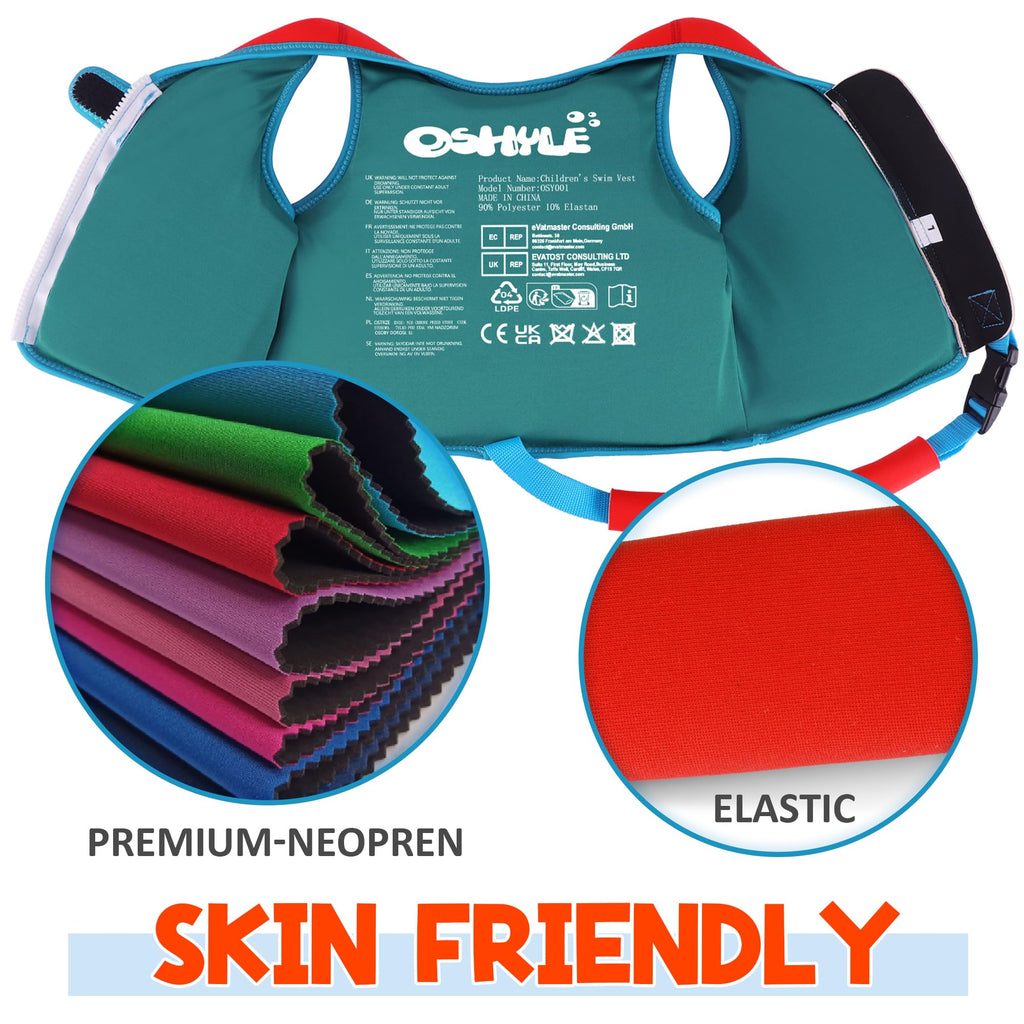 Oshyle Children'S Girls Boys Swimming Vest For Toddlers With Adjustable Safety Straps Age 1-9 (Dinosaur, M(3-6))