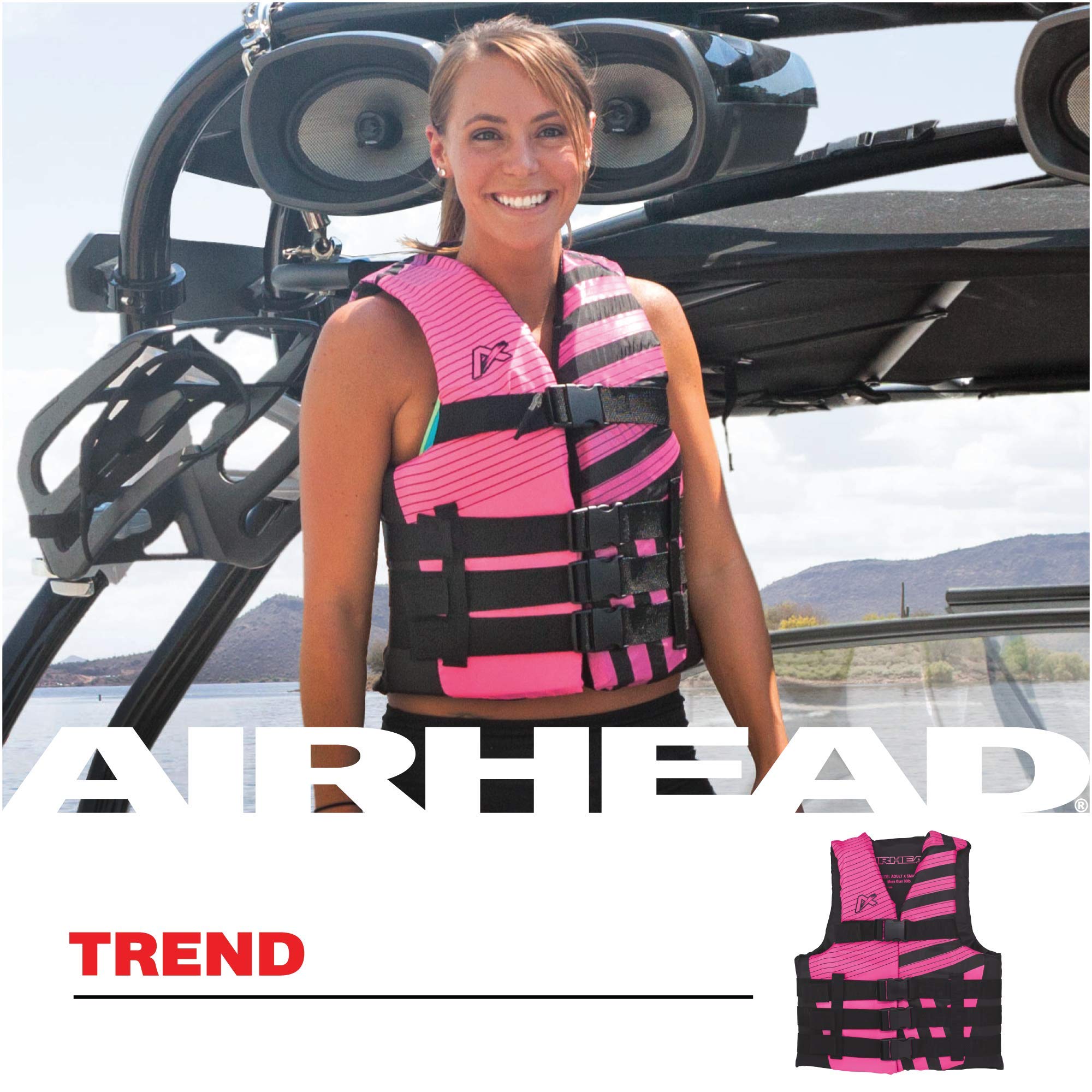 Airhead Womens Trend Life Jacket, Coast Guard Approved, 2X-Large/3X-Large, Pink
