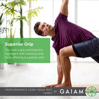 Gaiam Yoga Mat Cork - Great For Hot Yoga, Pilates (68-Inch X 24-Inch X 5Mm Thick), Black/Brown