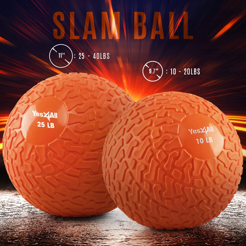 Yes4All 25 Lbs Slam Ball For Strength, Power And Workout - Fitness Exercise Ball With Grip Tread & Durable Rubber Shell (25 Lbs,