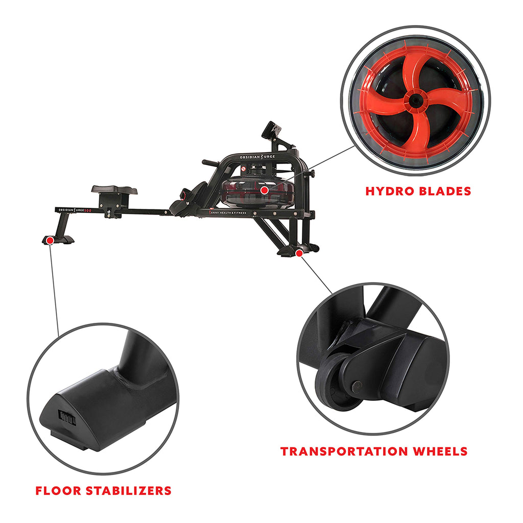 Sunny Health & Fitness Water Rowing Machine - Sf-Rw5713, Black