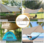 Yuewo 15?10Ft Camping Tarp With 2 * 7Ft Poles, Waterproof & Lightweight Tent Tarp, Rain Fly Sun Shelter, 210D Oxford Upf50+ Shel