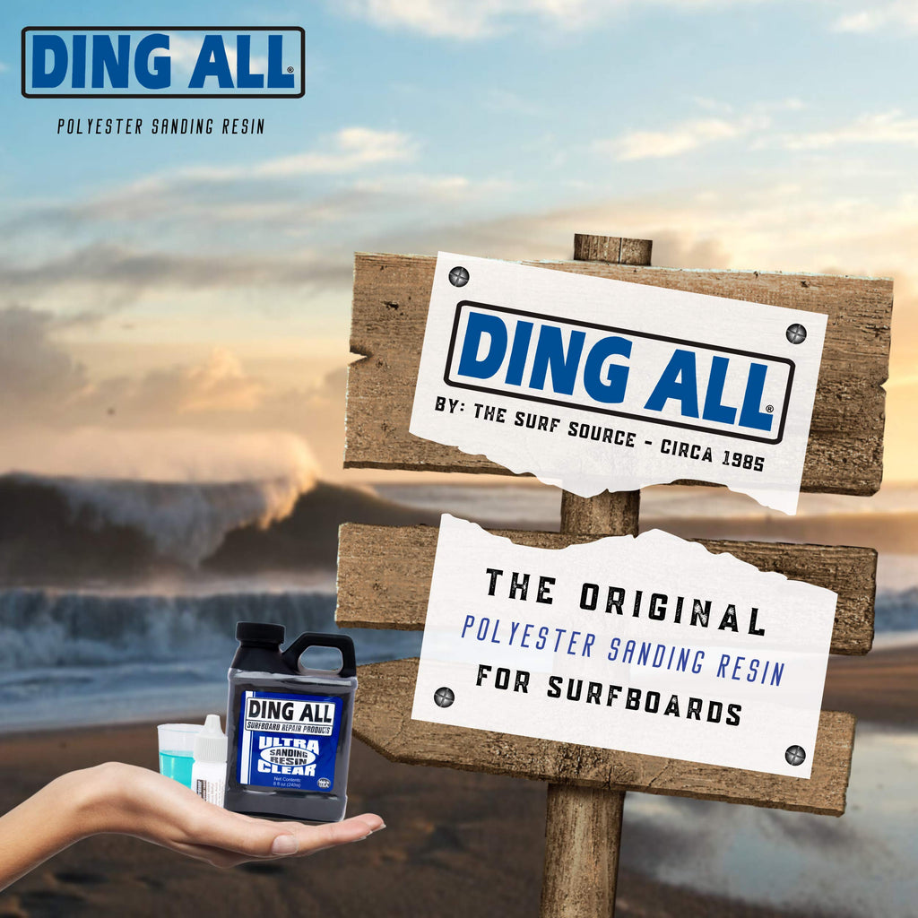 Ding All Polyester Sanding Resin With Catalyst - Smooth And Non-Tacky Product For Surfboard Repairs - 8 Oz