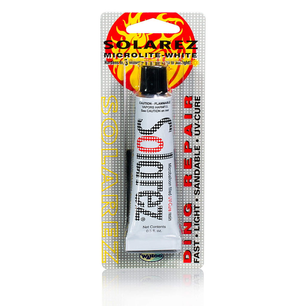 Solarez Uv Cure Microlite White Polyester Ding Repair Filler (0.5 Oz) - Surfboard Repair Foam With 60/240 Grit Sand Pad & Spread