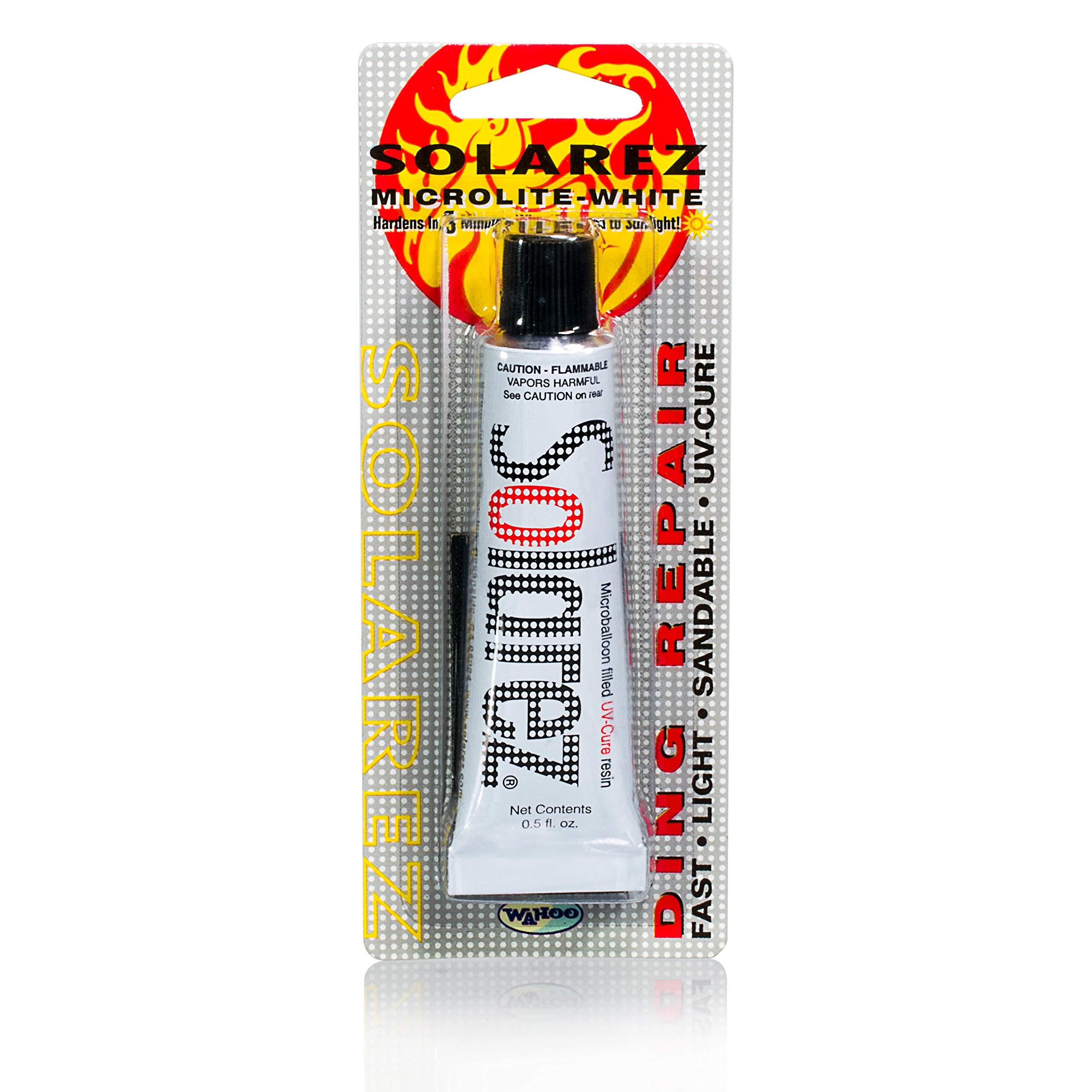 Solarez Uv Cure Microlite White Polyester Ding Repair Filler (0.5 Oz) - Surfboard Repair Foam With 60/240 Grit Sand Pad & Spread
