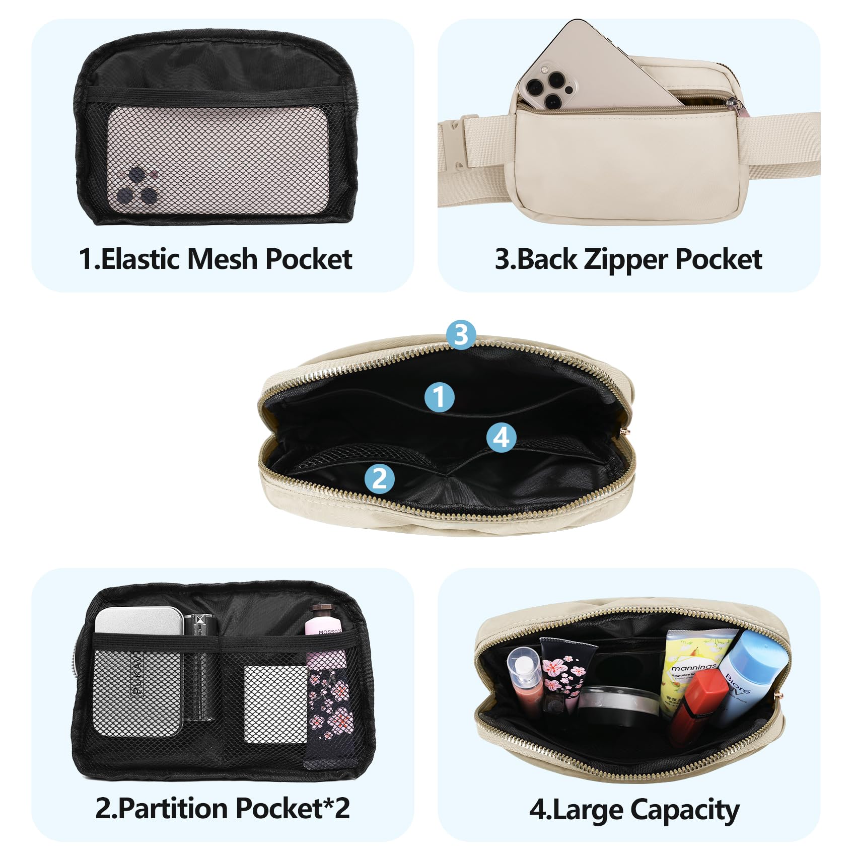 Vorolo Fanny Pack Christmas Gift For Women And Men Crossbody Bag Belt Bag Bum Bag With Adjustable Strap For Sportskhaki