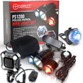 PS1200 Front & Rear Police Patrol Bike Light with ZIREN-140db Bike Horn - Red/Blue Strobe LED - Rechargeable - Water Proof - 5 M