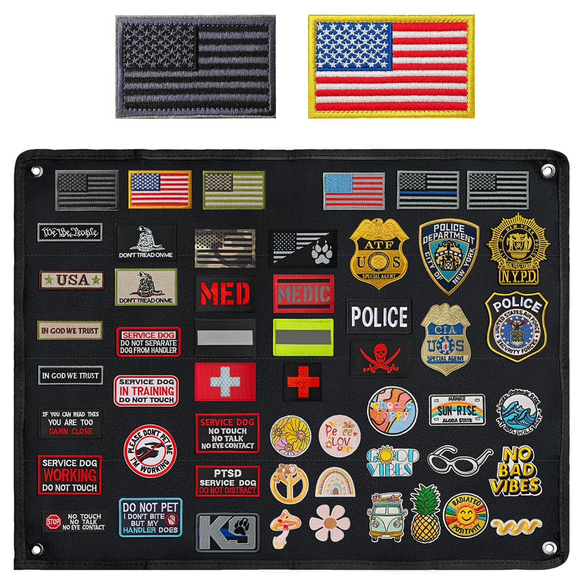 Zesion Black Tactical Patch Display Panel Holder Board, Collapsible Tactical Patch Display Rack Military Patch Mounting Plate Wi