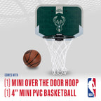 Franklin Sports Nba Milwaukee Bucks Mini Over The Door Basketball Hoop - Kids Indoor Mini Hoop With Ball - Nba Fan Shop Toy For