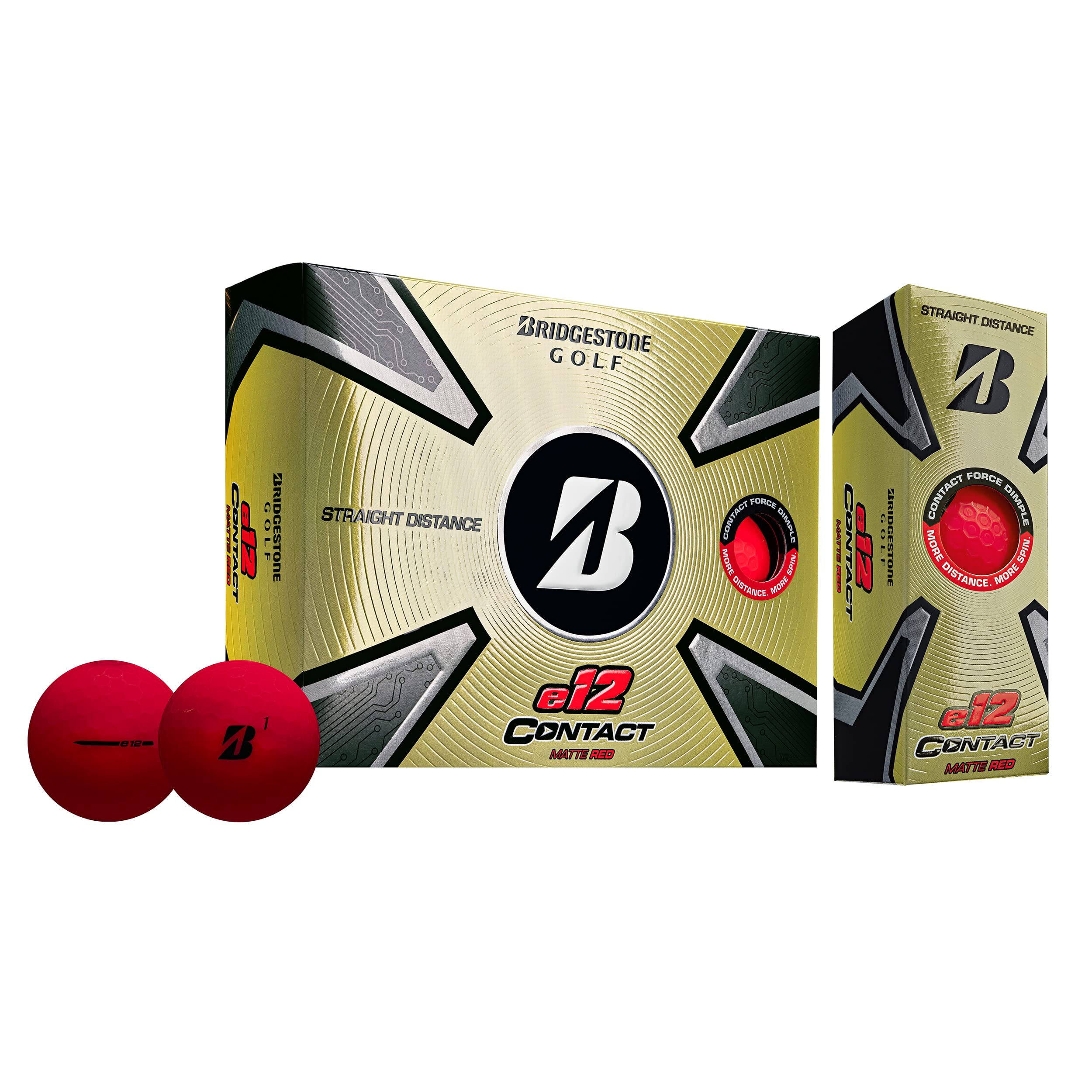 Bridgestone Golf E12 2023 Contact Golf Balls, Red