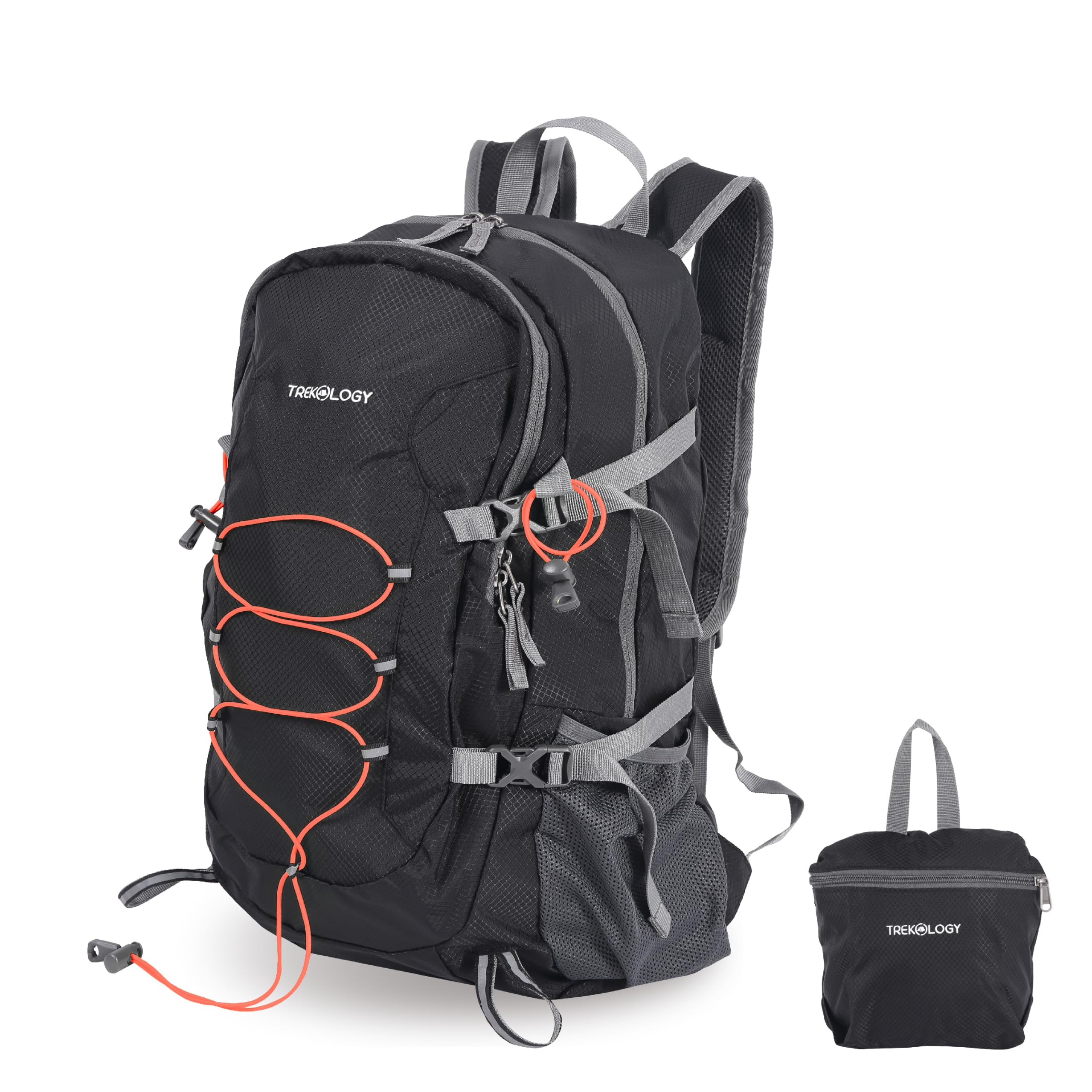 TREKOLOGY 30L Waterproof Lightweight Backpack - Foldable, Durable Daypack for Men & Women with Chest Strap & Multiple Compartmen