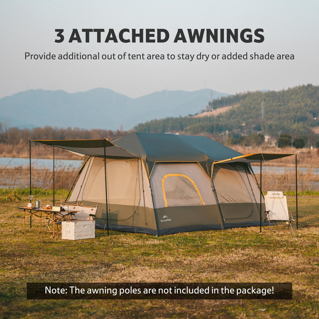 Naturehike Cape 4/6/8 Person Camping Tent, 60S Easy Setup Instant Tent Pop Up Tent, Waterproof Large Tall 6/8 Person Tents For C