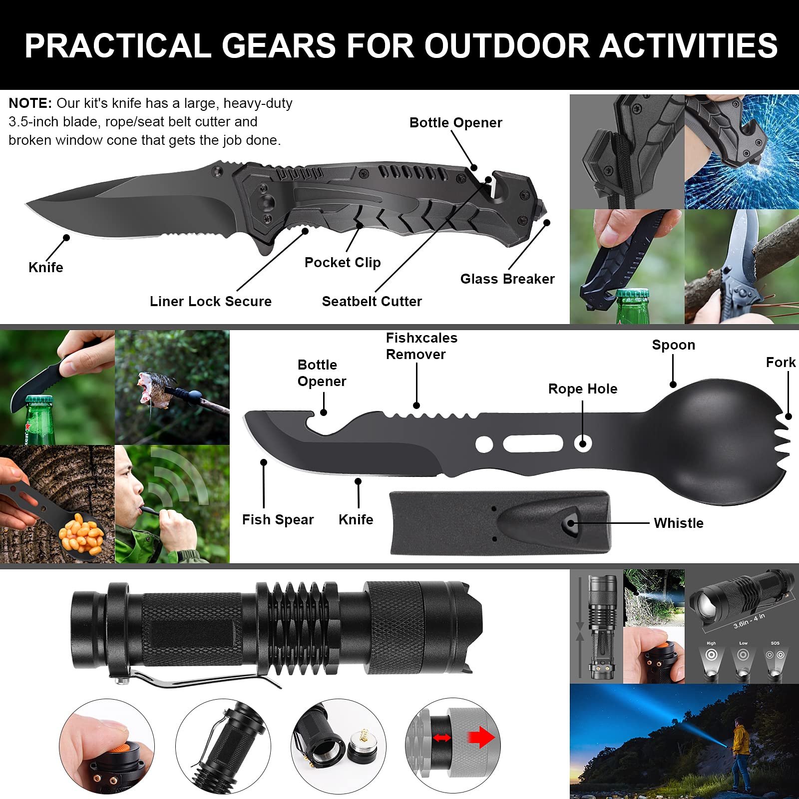Gifts For Man Dad Husband, 210 Pcs Survival First Aid Kit, Professional Survival Gear Camping Essentials Emergency Medical Goods