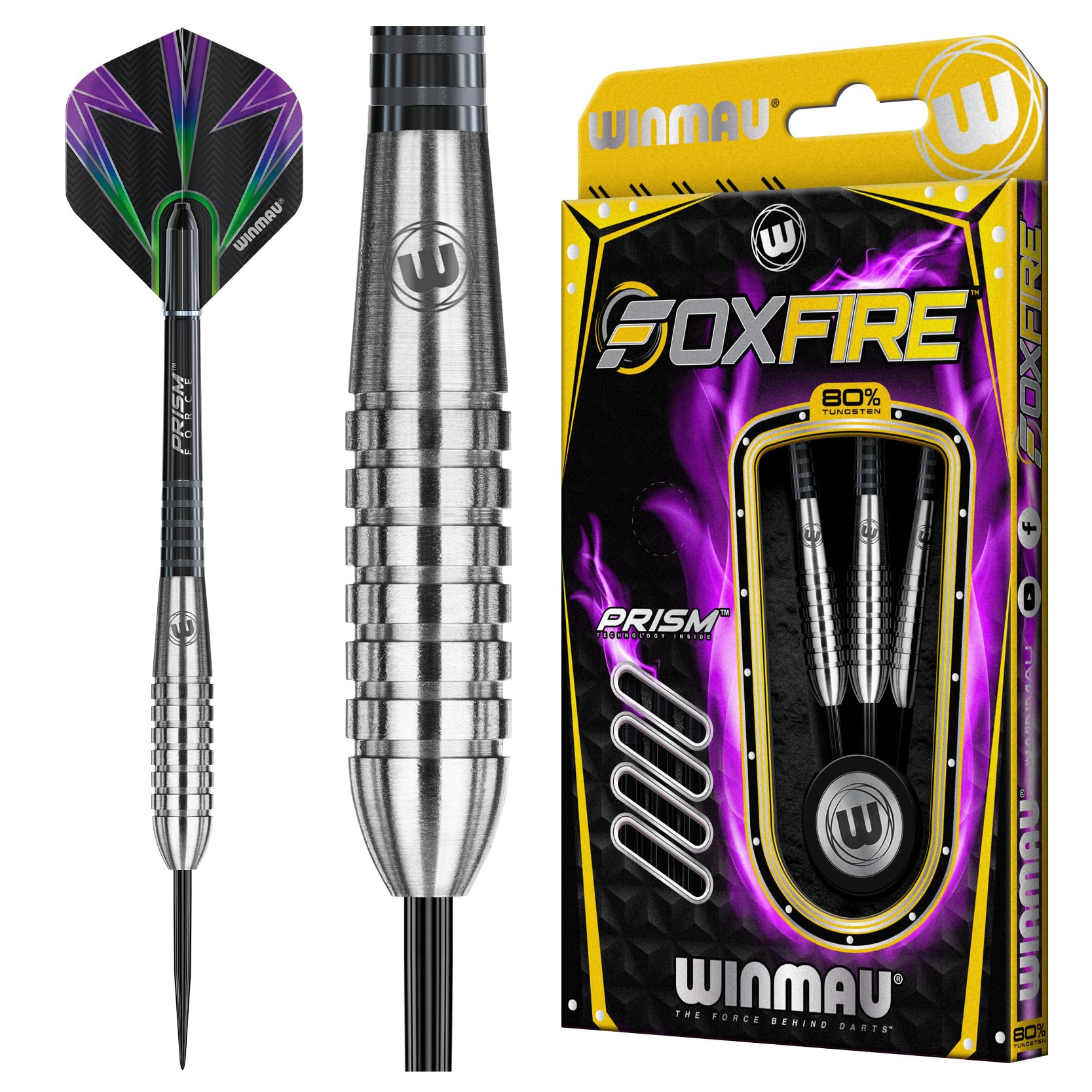 Winmau Foxfire 22G Tungsten Darts With Prism Flights And Shafts (Stems)