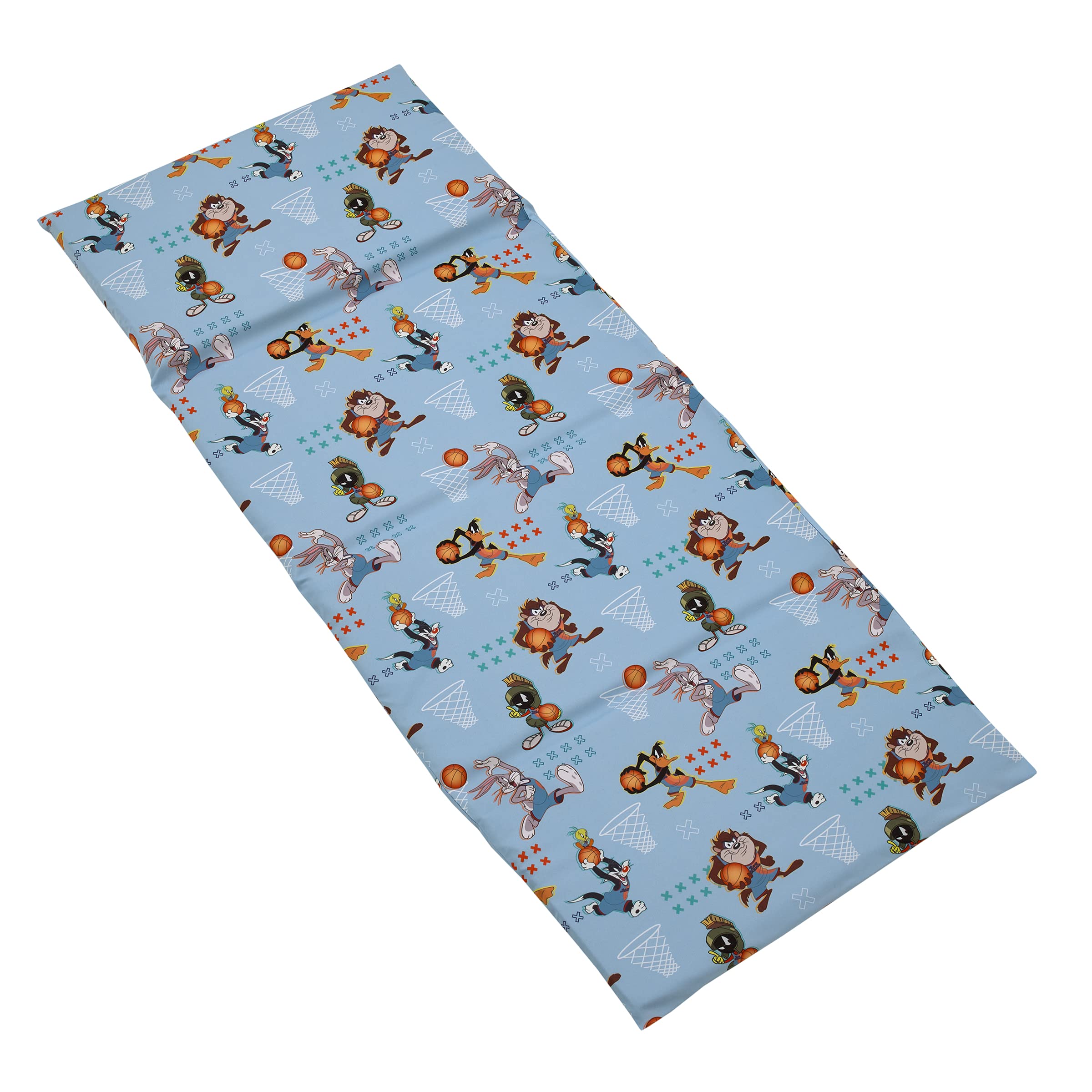 Everything Kids Warner Brothers Space Jam Blue, Orange and Teal Looney Tunes Preschool Nap Pad Sheet