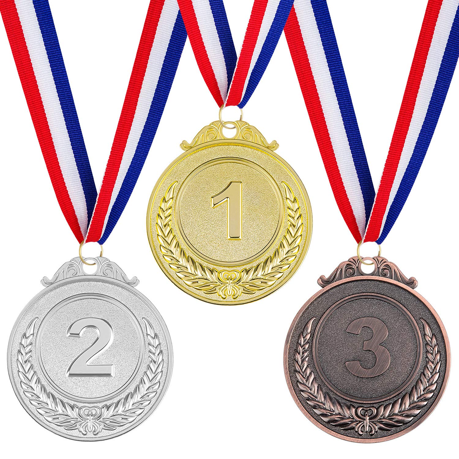 48 Pieces Award Medals 1St 2Nd 3Rd (Gold, Silver, Bronze) Metal Style Winner With Neck Ribbon, 2 Inches
