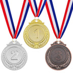 30 Pieces Award Medals 1St 2Nd 3Rd (Gold, Silver, Bronze) Metal Style Winner With Neck Ribbon, 2 Inches