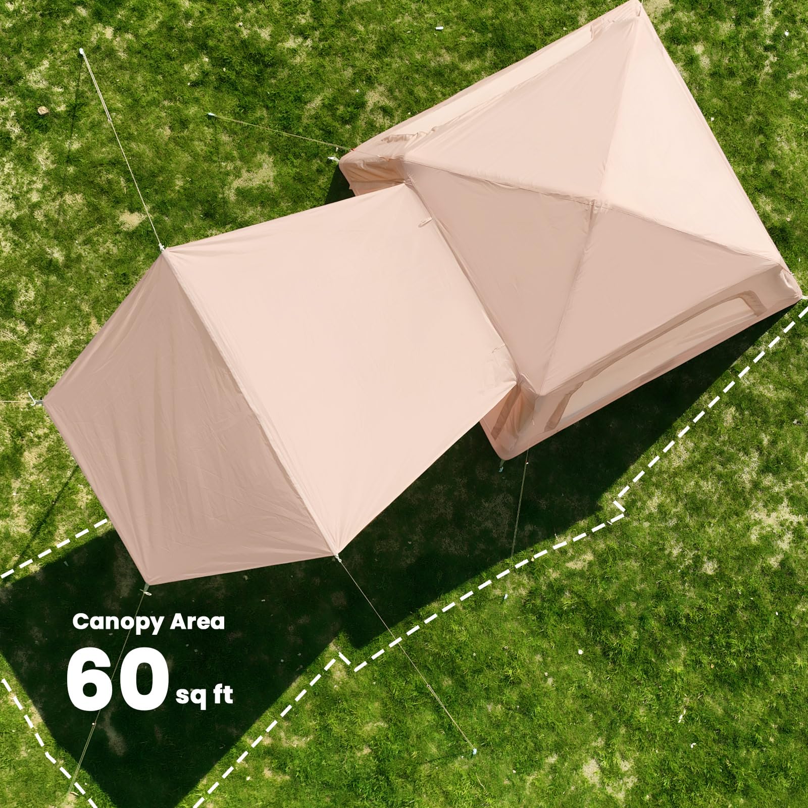 Inflatable Tents With Canopy, Blow Up Tent For Camping 2-4 People, Waterproof Glamping Camping Tents For Outdoors, Air Blow Up T